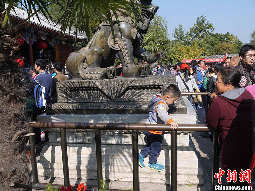 10月26日上午10點(diǎn)多，北京香山路賞紅客摩肩接踵