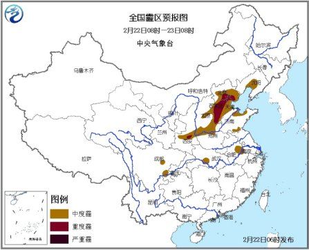 全國霾區(qū)預報圖。