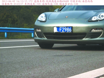 　保時(shí)捷飆車被拍瞬間。湖北省高警總隊(duì)供圖