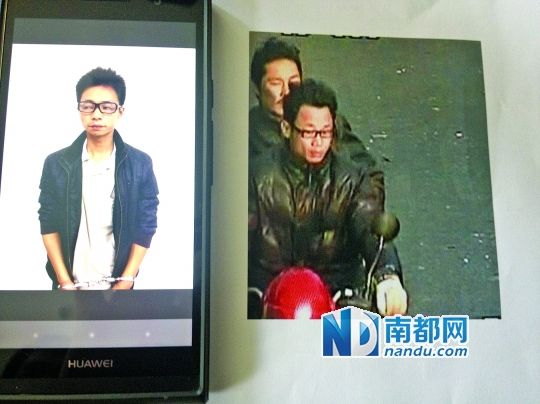 叉車司機(jī)肖東。飛車搶奪嫌疑人(戴眼鏡者)。