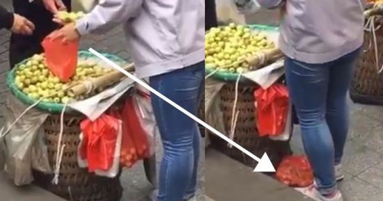 網(wǎng)上流傳的短片顯示，賣棗子棗子的小販以偷龍轉(zhuǎn)鳳的手段把棗子換掉。