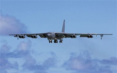 美軍B-52戰(zhàn)略轟炸機(jī)。其為韓三大核保護(hù)傘之一。