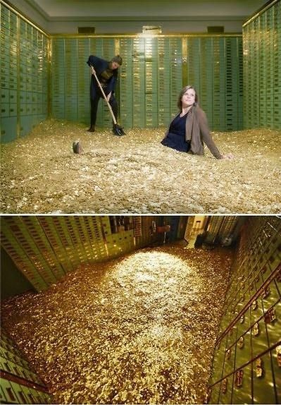 瑞典網(wǎng)店推出“金錢浴”，800萬枚硬幣堆成金“浴池”。