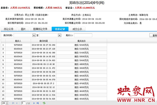 競價記錄截圖。