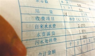 北京市某居民的水費單顯示，費用中有水資源費和污水處理費兩項附加收費。