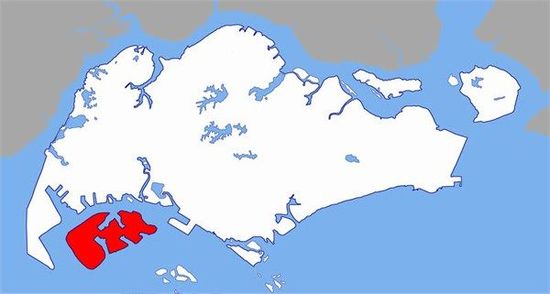 紅色為PX工廠所在裕廊島，與新加坡主城區(qū)距離5公里