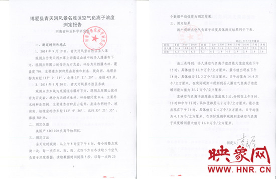 青天河景區(qū)空氣負(fù)離子濃度超高 是天然大氧吧