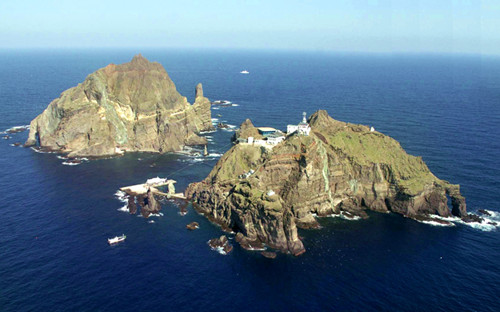 資料圖：日韓爭(zhēng)議島嶼，韓國(guó)稱“獨(dú)島”，日本稱“竹島”。